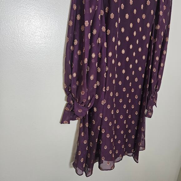 NWT Calvin Klein Shift Dress Sz 8 Aubergine Gold - Picture 4 of 15